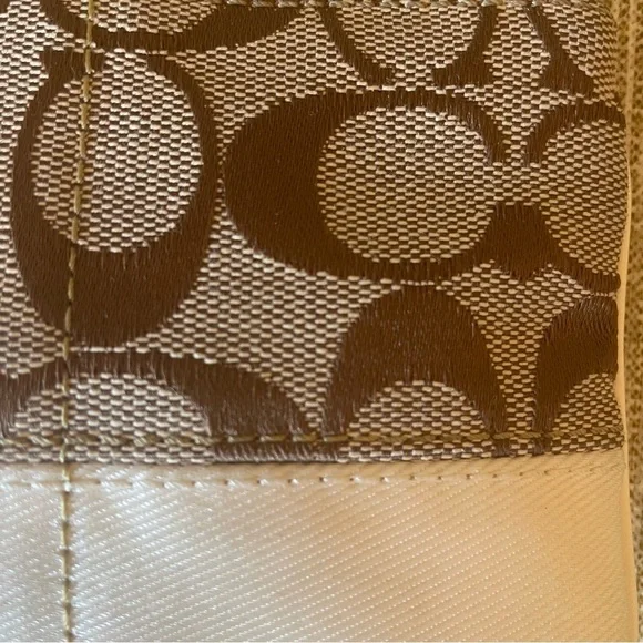 Coach Wristlet Coin Purse Cream and Brown Canvas - Picture 8 of 10